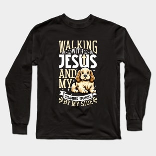 Jesus and dog - Clumber Spaniel Long Sleeve T-Shirt